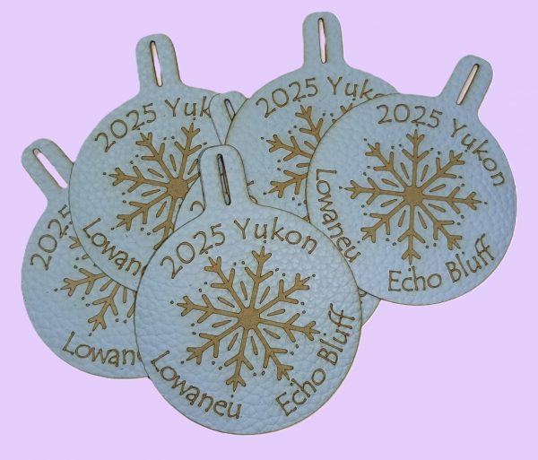 Customized Hanging Patch, 3" leather / leatherlike material.  Perfect for scouting event patches.  Set of 12 patches. - Image 3