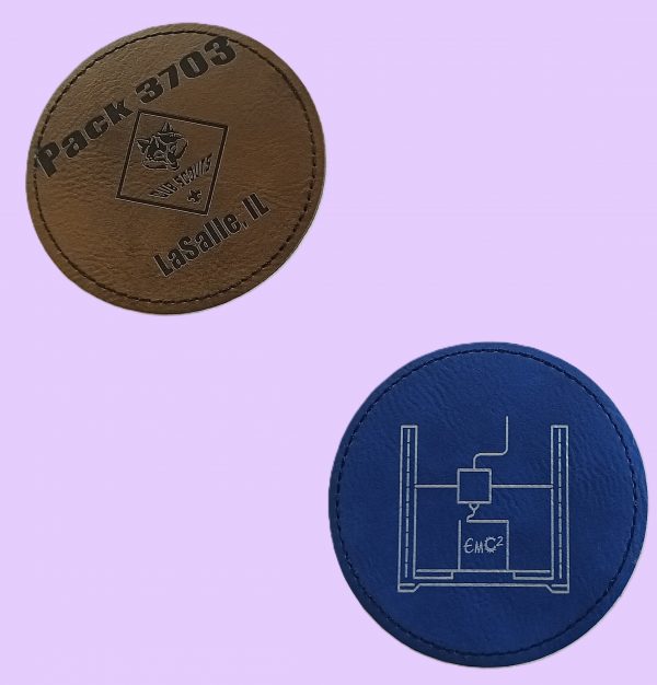 3" Round Engraved Leather Patch